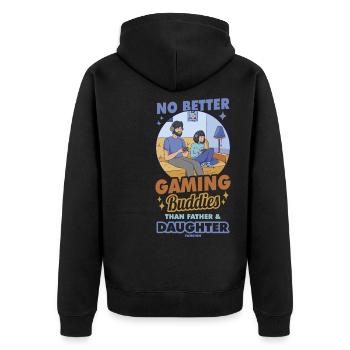 Papa Fille Enfant Fête des Pères Fille Cadeau - Veste à capuche bio Premium Unisexe - noir - Dos - Nico (187cm)