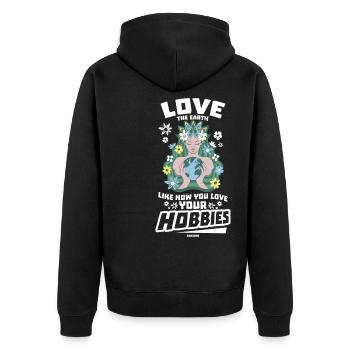 Nature Conservation Climate Protection Earth - Unisex Premium Organic Zip Hoodie - black - Back - Nico (187cm)