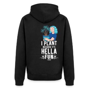 Mama liebt Pflanzen im Garten - Unisex Premium Bio Zip Hoodie - Schwarz - Hinten - Nico (187cm)