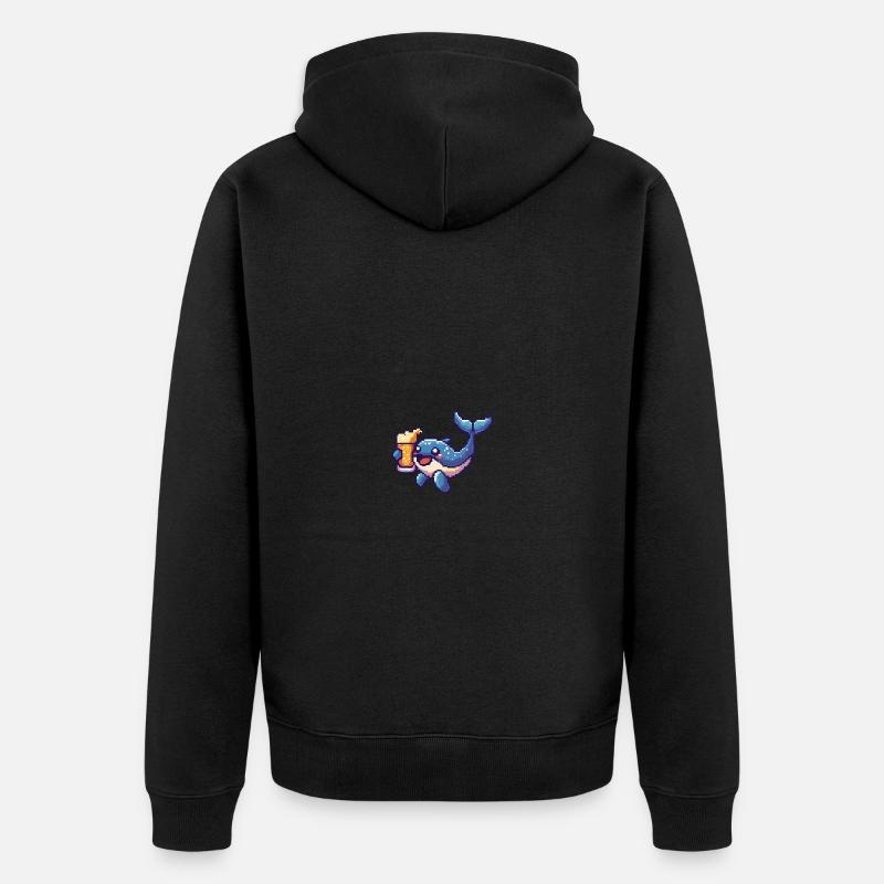 Baleine bière Pixel - Veste à capuche bio Premium Unisexe - noir