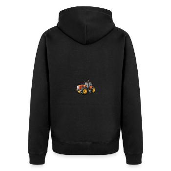 Traktor Farmer Symbol - Unisex Premium Bio Zip Hoodie - Schwarz - Hinten - Nico (187cm)