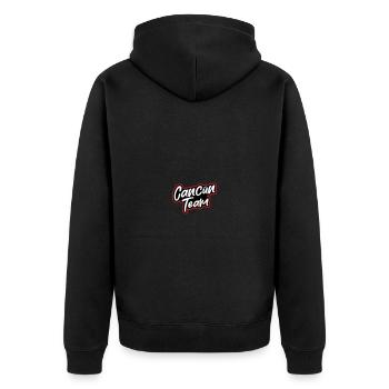 Cancun Team - Unisex Premium Organic Zip Hoodie - black - Back - Nico (187cm)