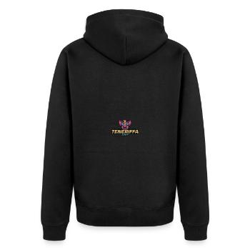 Teneriffa 2024 Party Sau - Unisex Premium Bio Zip Hoodie - Schwarz - Hinten - Nico (187cm)