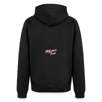 Mykonos Team - Unisex Premium Bio Zip Hoodie - Schwarz - Hinten - Nico (187cm)