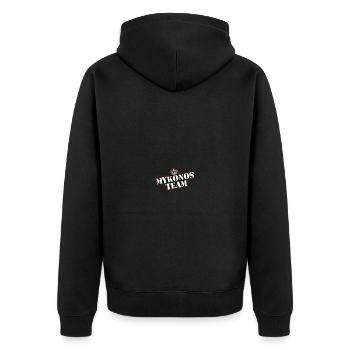 Mykonos Team - Unisex Premium Organic Zip Hoodie - black - Back - Nico (187cm)