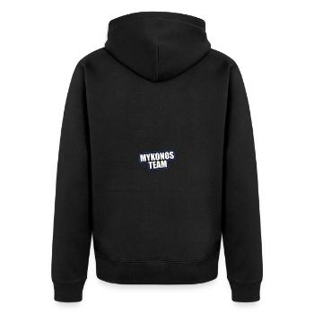 Mykonos Team Reisen Urlaub - Unisex Premium Bio Zip Hoodie - Schwarz - Hinten - Nico (187cm)