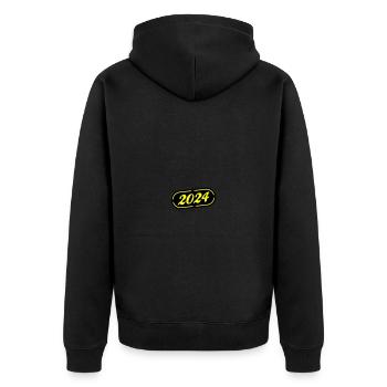 2024 Symbol - Unisex Premium Bio Zip Hoodie - Schwarz - Hinten - Nico (187cm)