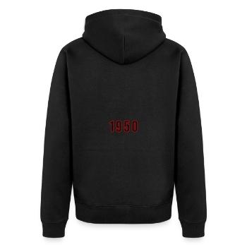 1950 Jahr Zahl - Unisex Premium Bio Zip Hoodie - Schwarz - Hinten - Nico (187cm)