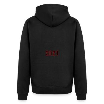 2021 Year Number - Unisex Premium Organic Zip Hoodie - black - Back - Nico (187cm)