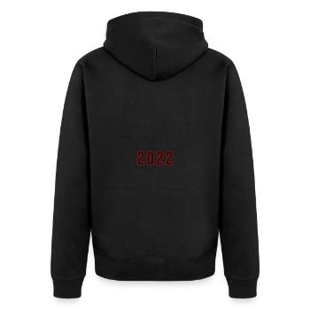 2022 Jahr Zahl - Unisex Premium Bio Zip Hoodie - Schwarz - Hinten - Nico (187cm)
