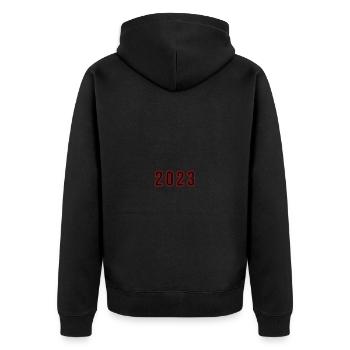 2023 Jahr Zahl - Unisex Premium Bio Zip Hoodie - Schwarz - Hinten - Nico (187cm)