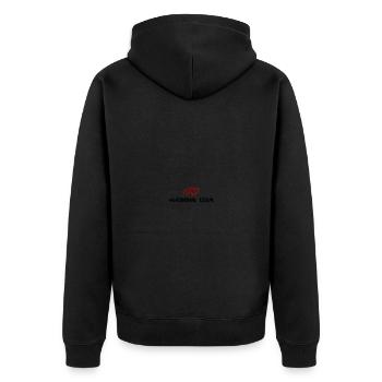 Hochzeit Team Herz - Unisex Premium Bio Zip Hoodie - Schwarz - Hinten - Nico (187cm)