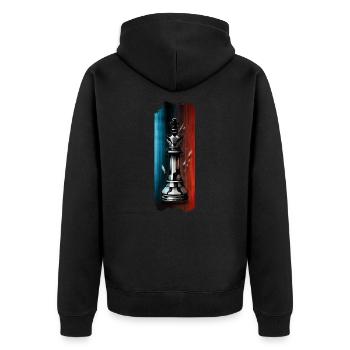Regal Strategist: King Chess Piece - Unisex Premium Organic Zip Hoodie - black - Back - Nico (187cm)