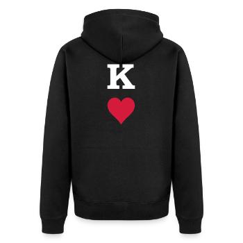 König Herz - Unisex Premium Bio Zip Hoodie - Schwarz - Hinten - Nico (187cm)
