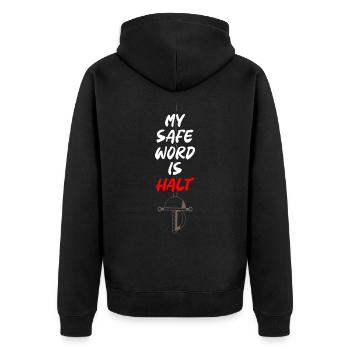 My Safe Word is Halt Fencing - Unisex Premium Bio Zip Hoodie - Schwarz - Hinten - Nico (187cm)
