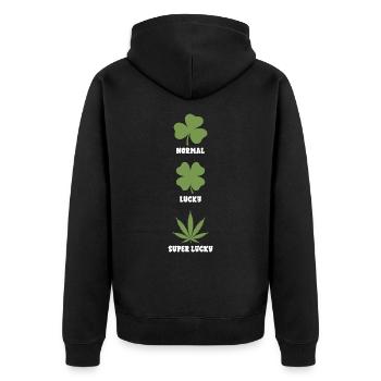 Evolution of Luck, normal, lucky, super lucky, - Unisex Premium Organic Zip Hoodie - black - Back - Nico (187cm)
