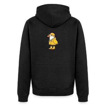 Nordsee Regen Möwe gelber Regenmantel Gummistiefel - Unisex Premium Bio Zip Hoodie - Schwarz - Hinten - Nico (187cm)