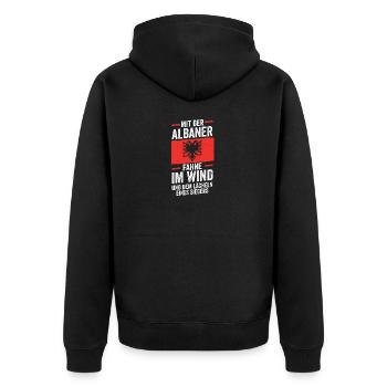 Albaner Albanisch Albanien - Unisex Premium Bio Zip Hoodie - Schwarz - Hinten - Nico (187cm)
