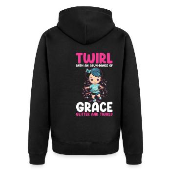 Professionelles Stabdänzerin für Majorette - Unisex Premium Bio Zip Hoodie - Schwarz - Hinten - Nico (187cm)
