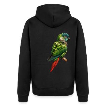 Green Cheek Conure Cute Conure Parrot - Unisex Premium Organic Zip Hoodie - black - Back - Nico (187cm)