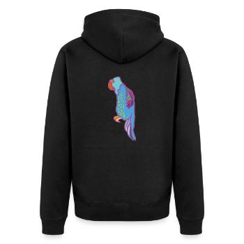 ara papagei - Unisex Premium Bio Zip Hoodie - Schwarz - Hinten - Nico (187cm)