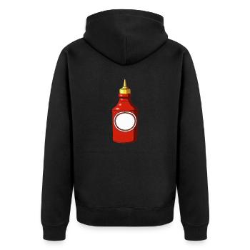 Ketchup Tomato Ketchup Bottle - Unisex Premium Organic Zip Hoodie - black - Back - Nico (187cm)