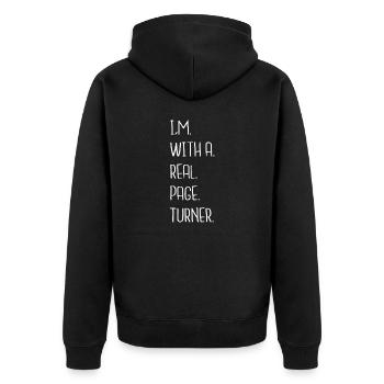 art book keeper book cat wine inspirational - Unisex Premium Bio Zip Hoodie - Schwarz - Hinten - Nico (187cm)