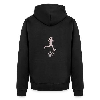 RUN BABY RUN - Unisex Premium Organic Zip Hoodie - black - Back - Nico (187cm)