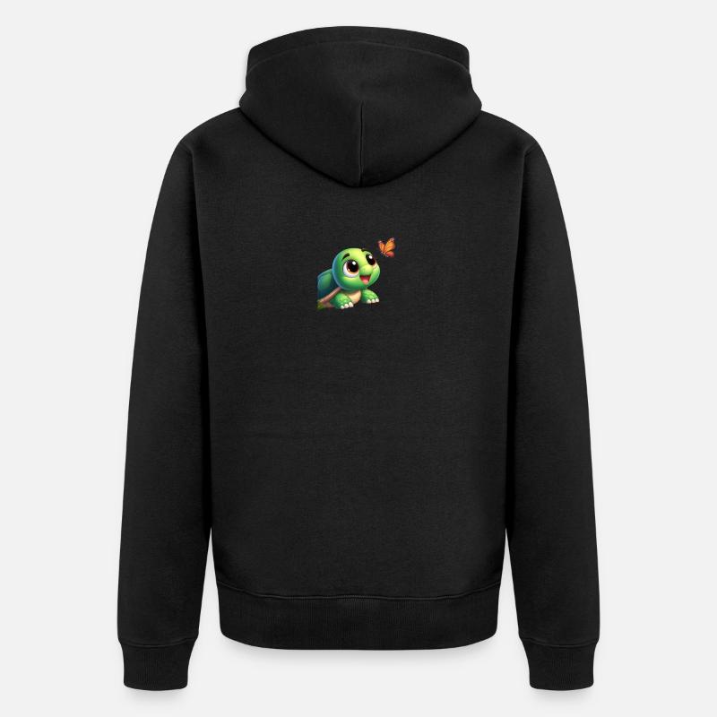 Tortue Cartoon 4 - Veste à capuche bio Premium Unisexe - noir