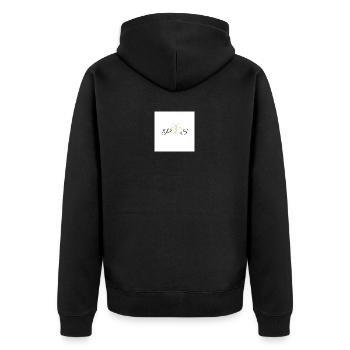 Personalisiert - Unisex Premium Bio Zip Hoodie - Schwarz - Hinten - Nico (187cm)