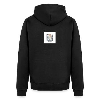 36FB3DFC D2F3 4884 8C7A AFB66E82B00B - Unisex Premium Bio Zip Hoodie - Schwarz - Hinten - Nico (187cm)