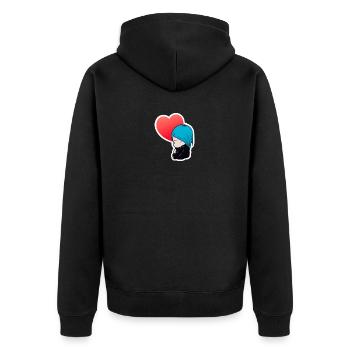Femme au cheveux bleux et coeur façon chibi manga - Veste à capuche bio Premium Unisexe - noir - Dos - Nico (187cm)