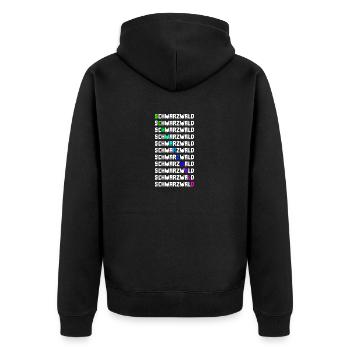 Schwarzwald | Gebirge | Wandern | Urlaub - Unisex Premium Bio Zip Hoodie - Schwarz - Hinten - Nico (187cm)