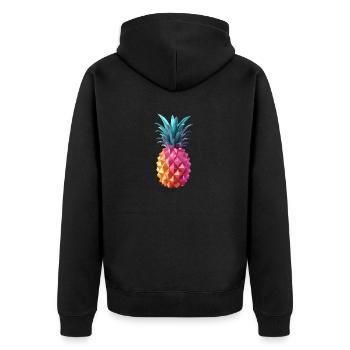 Ananas - Unisex Premium Bio Zip Hoodie - Schwarz - Hinten - Nico (187cm)