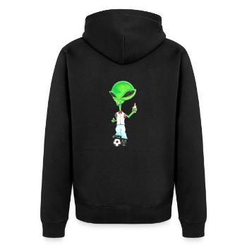 Lustiges Alien - Unisex Premium Bio Zip Hoodie - Schwarz - Hinten - Nico (187cm)