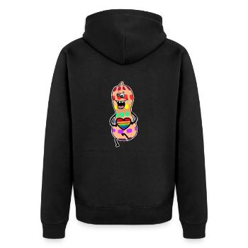 Erdnüsse Regenbogen Gay Pride Herz Liebe - Unisex Premium Bio Zip Hoodie - Schwarz - Hinten - Nico (187cm)