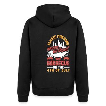 Mukbang and Barbecue on 4th of July - Unisex Premium Organic Zip Hoodie - black - Back - Nico (187cm)