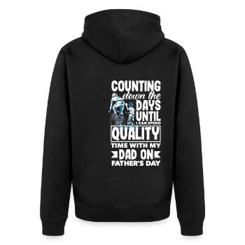 Counting Down the Days Father's Day - Unisex Premium Bio Zip Hoodie - Schwarz - Hinten - Nico (187cm)