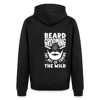 Beard grooming The art of taming the wild - Unisex Premium Bio Zip Hoodie - Schwarz - Hinten - Nico (187cm)