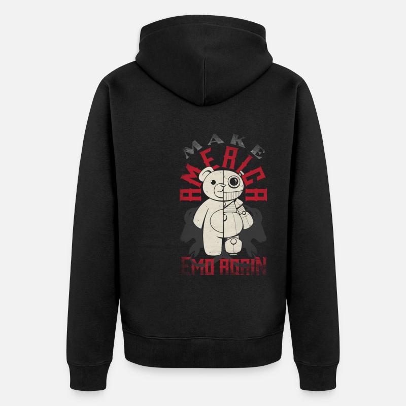 Emoticon Make America Emo Again Emocore Aesthetic - Unisex Premium Bio Zip Hoodie - Schwarz