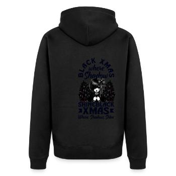 Black Xmas Where Shadows Shine Emocore Aesthetic - Unisex Premium Organic Zip Hoodie - black - Back - Nico (187cm)