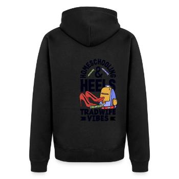 Classic Homeschool Mom Tradwife Homeschooling - Unisex Premium Organic Zip Hoodie - black - Back - Nico (187cm)