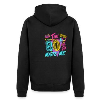 Ich Liebe die 80er - Unisex Premium Bio Zip Hoodie - Schwarz - Hinten - Nico (187cm)