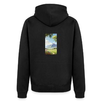 Paysage - Veste à capuche bio Premium Unisexe - noir - Dos - Nico (187cm)