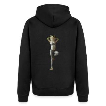 Frosch - Unisex Premium Bio Zip Hoodie - Schwarz - Hinten - Nico (187cm)