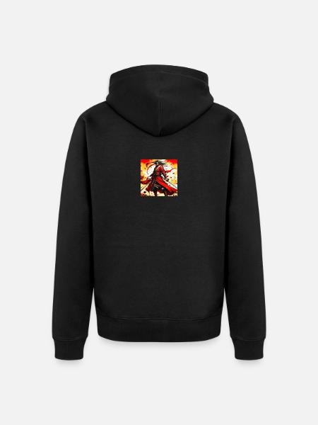 Krieger der Flammenklinge - Unisex Premium Bio Zip Hoodie - Schwarz