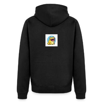 Lachende Fröschin im Cartoonstil - Unisex Premium Bio Zip Hoodie - Schwarz - Hinten - Nico (187cm)