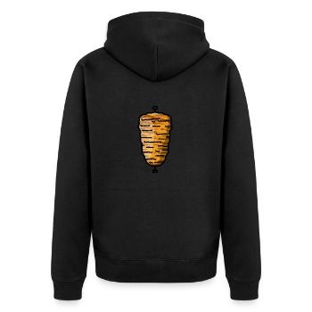 Döner Kebab Dürüm Dönerfleisch Dönerspieß Spieß - Unisex Premium Bio Zip Hoodie - Schwarz - Hinten - Nico (187cm)