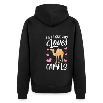 Just A Girl Who Loves Camels - Unisex Premium Bio Zip Hoodie - Schwarz - Hinten - Nico (187cm)