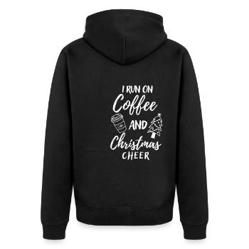 I run for coffee & christmas cheer - Unisex Premium Organic Zip Hoodie - black - Back - Nico (187cm)